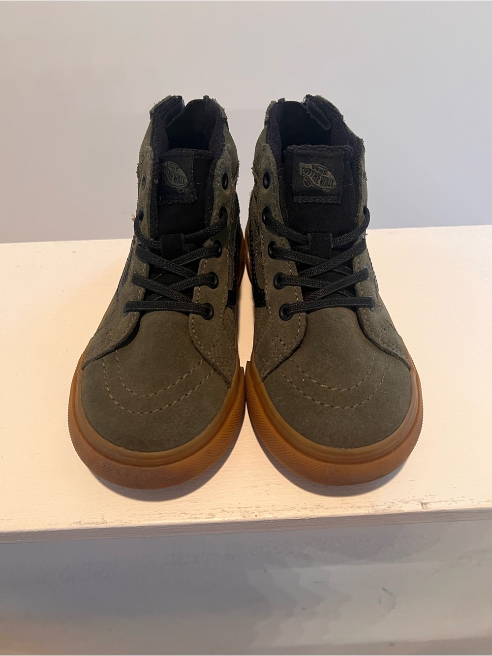 Vans Kids High-Top Sneakers in Olive with Gum Sole